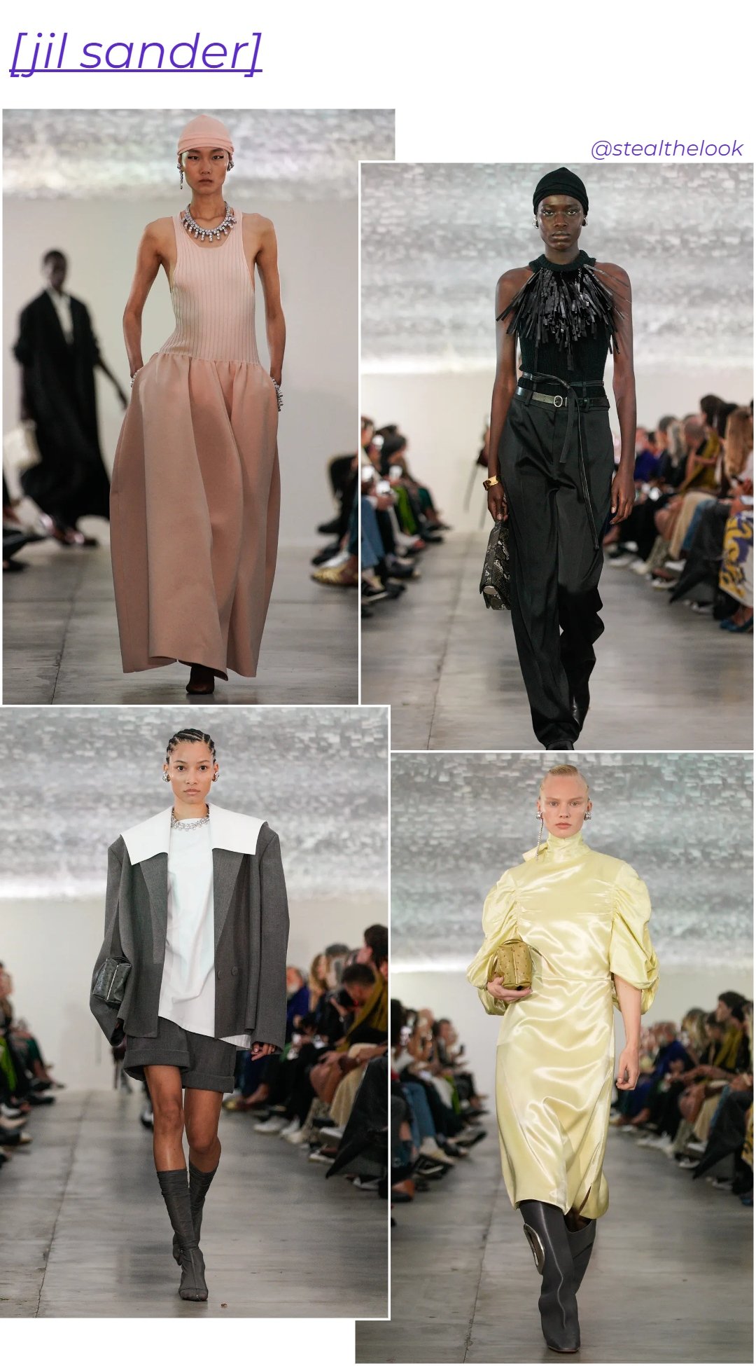 Jil Sander - roupas diversas - Milano Fashion Week - primavera - colagem de imagens - https://stealthelook.com.br