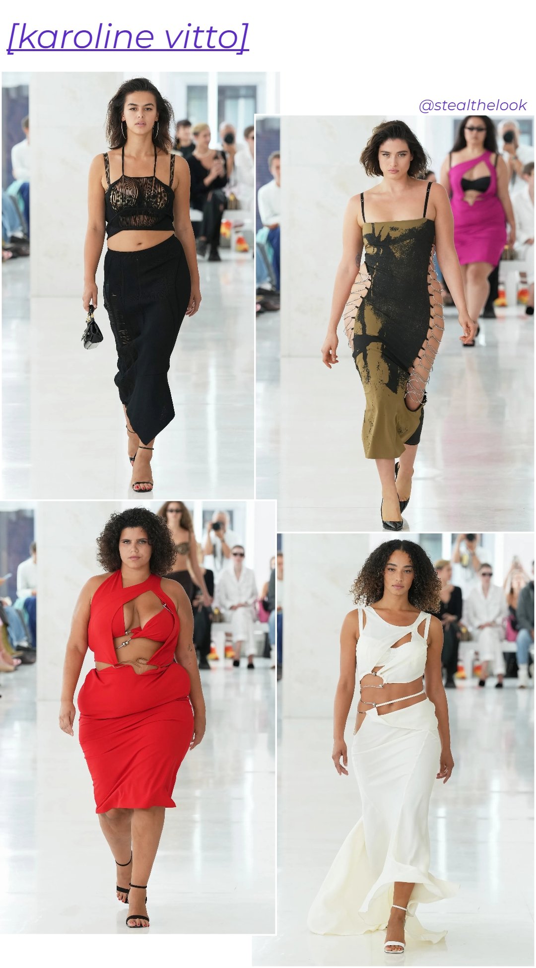Karoline Vitto - roupas diversas - Milano Fashion Week - primavera - colagem de imagens - https://stealthelook.com.br