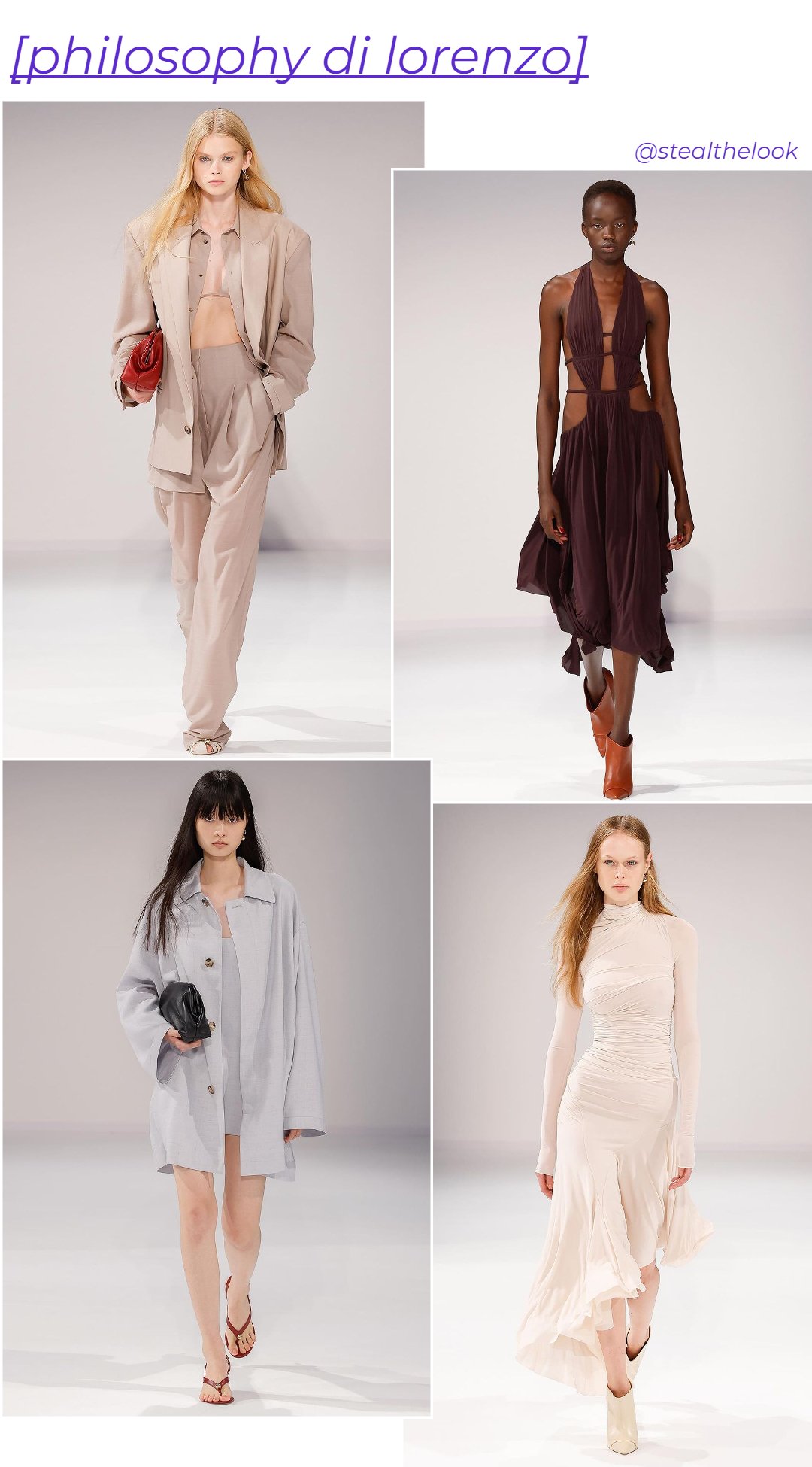 Philosophy di Lorenzo - roupas diversas - Milano Fashion Week - primavera - colagem de imagens - https://stealthelook.com.br