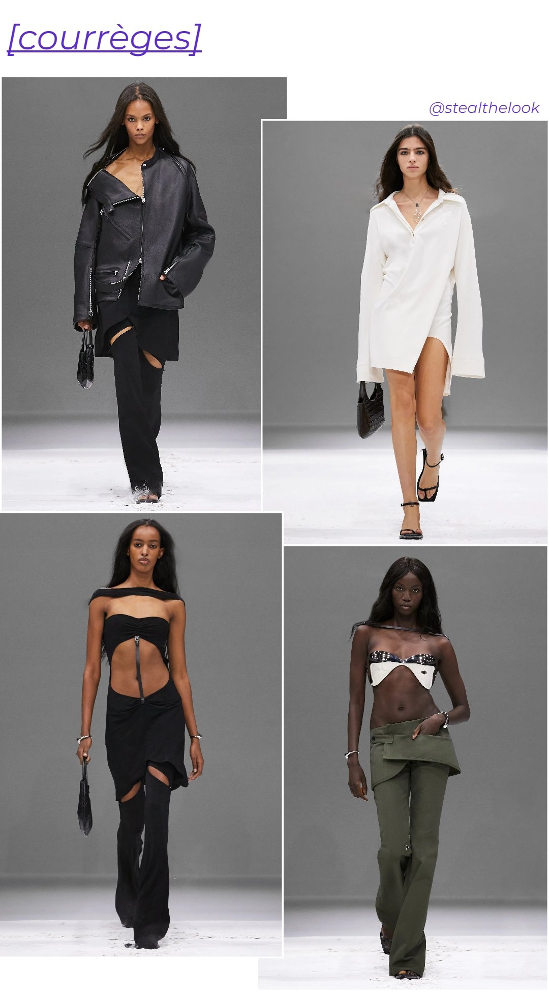 Courrèges - roupas diversas - Paris Fashion Week - verão - colagem de imagens - https://stealthelook.com.br