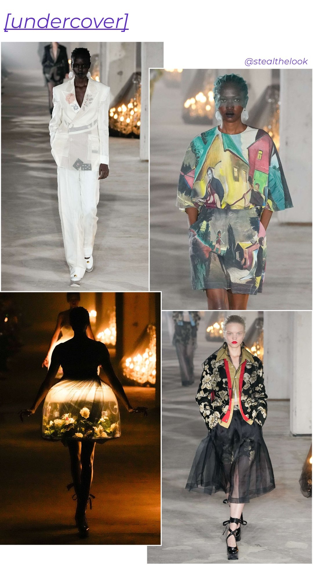 Undercover - roupas diversas - Paris Fashion Week - verão - colagem de imagens - https://stealthelook.com.br