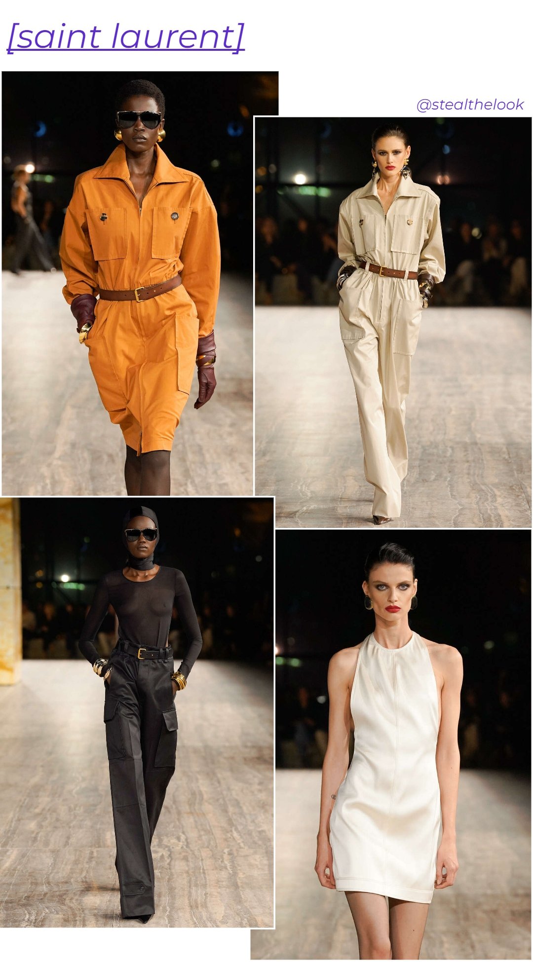 Saint Laurent - roupas diversas - Paris Fashion Week - verão - colagem de imagens - https://stealthelook.com.br