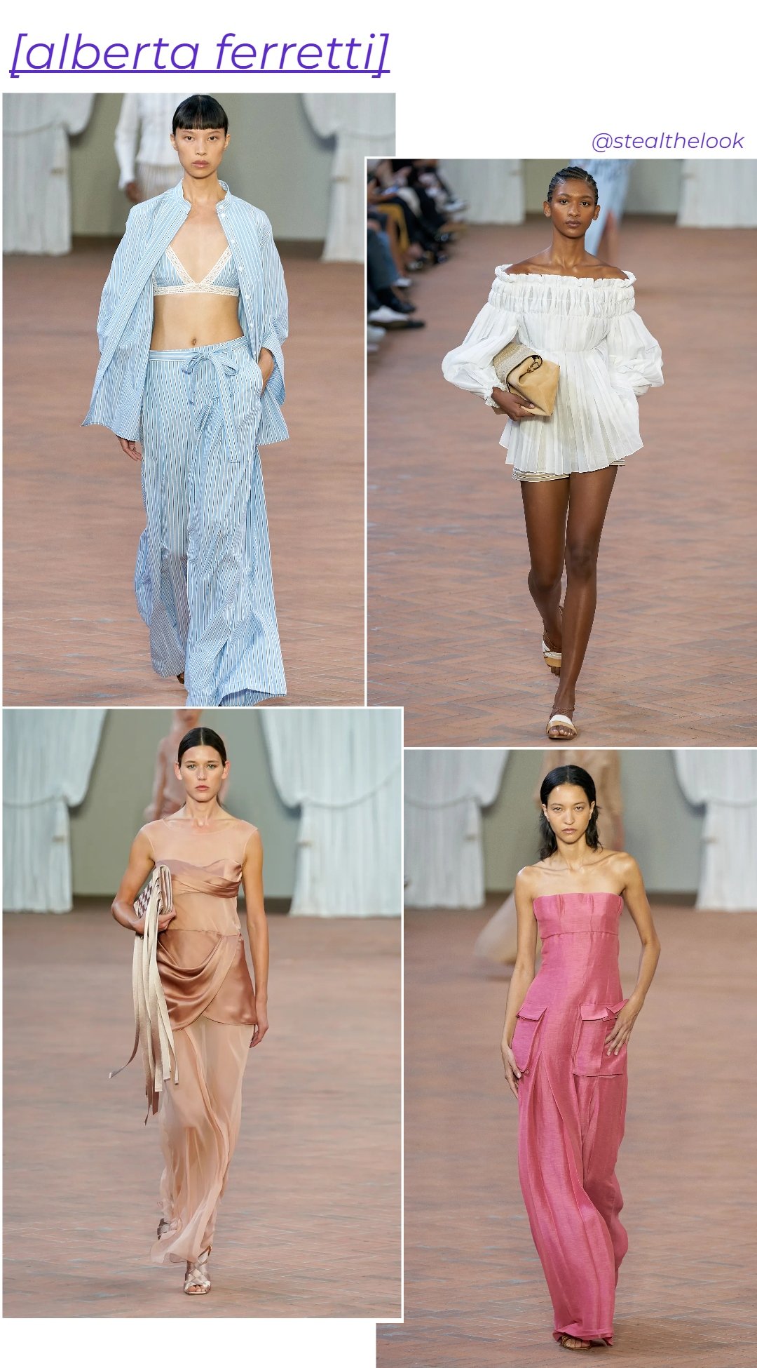 Alberta Ferretti - roupas diversas - Milano Fashion Week - primavera - colagem de imagens - https://stealthelook.com.br