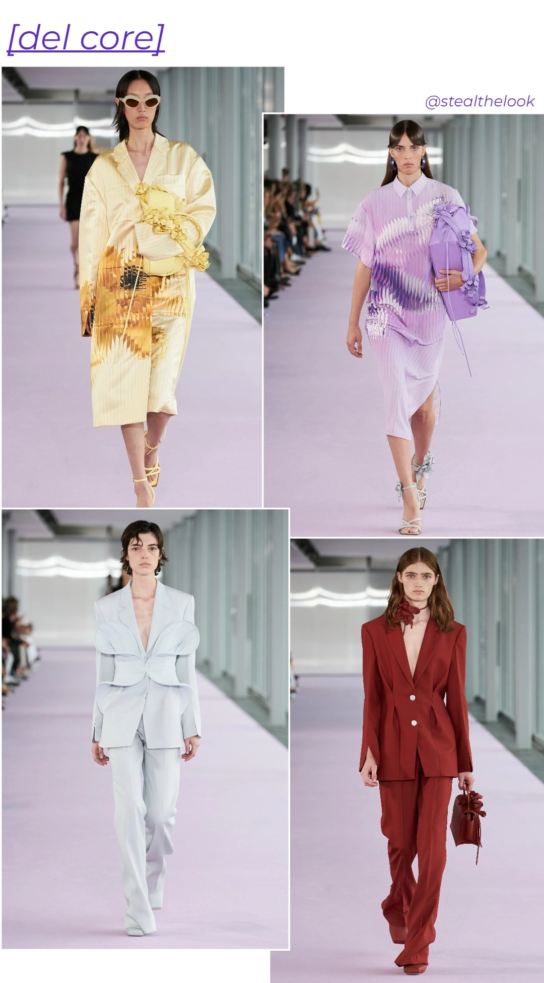 Del Core - roupas diversas - Milano Fashion Week - primavera - colagem de imagens - https://stealthelook.com.br