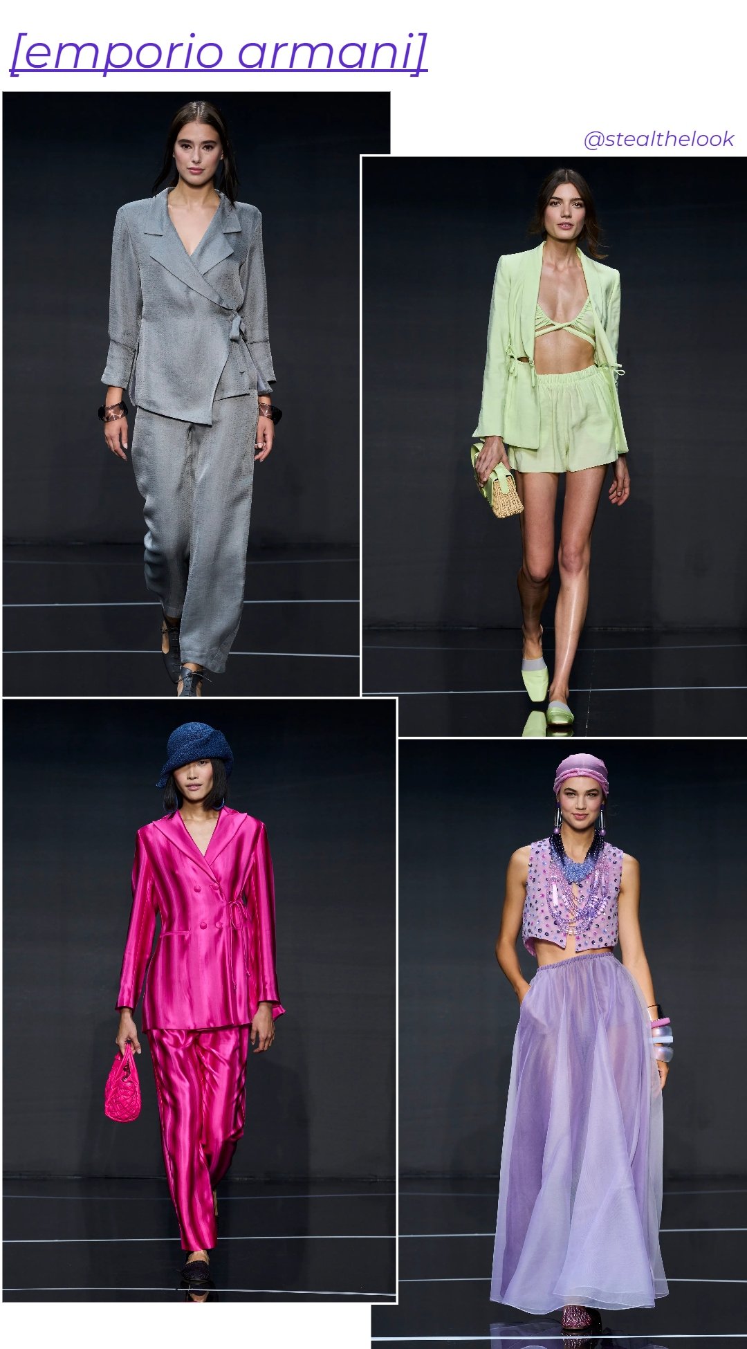Emporio Armani - roupas diversas - Milano Fashion Week - primavera - colagem de imagens - https://stealthelook.com.br
