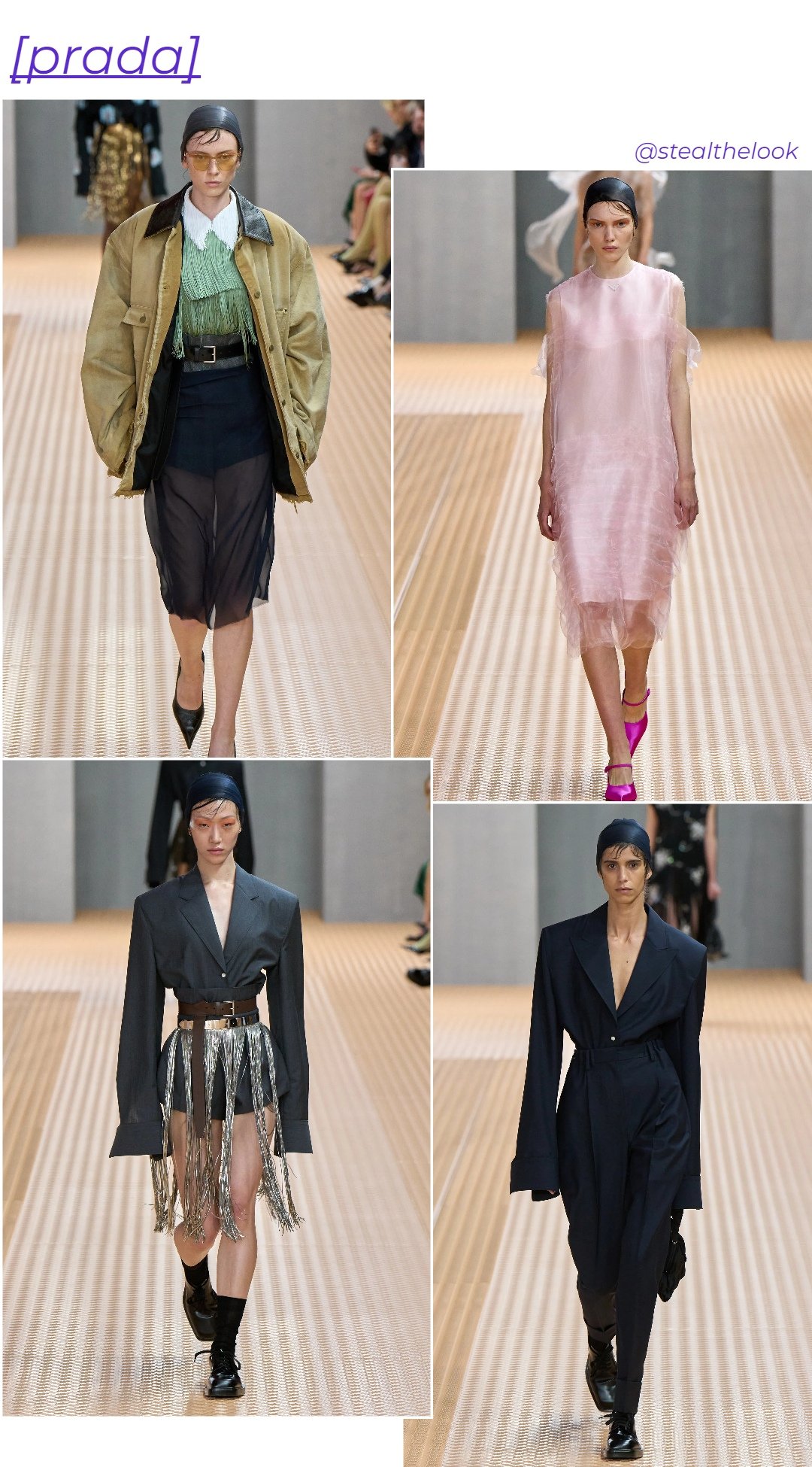 Prada - roupas diversas - Milano Fashion Week - primavera - colagem de imagens - https://stealthelook.com.br