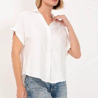 camisa de viscose manga curta off white