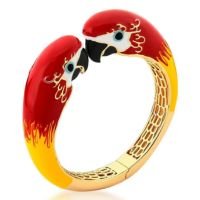 Bracelete Dourado Colorido Papagaio Banhado a Ouro 18K Feminino Ania Store Iara - Dourado