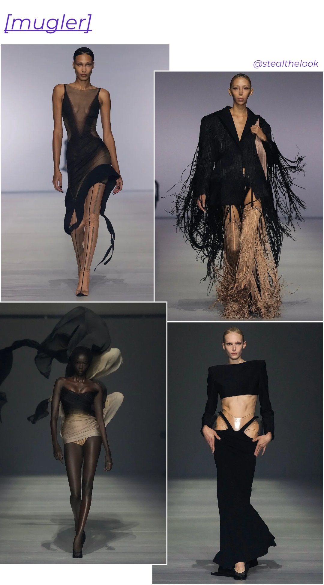 Mugler - roupas diversas - Paris Fashion Week - verão - colagem de imagens - https://stealthelook.com.br