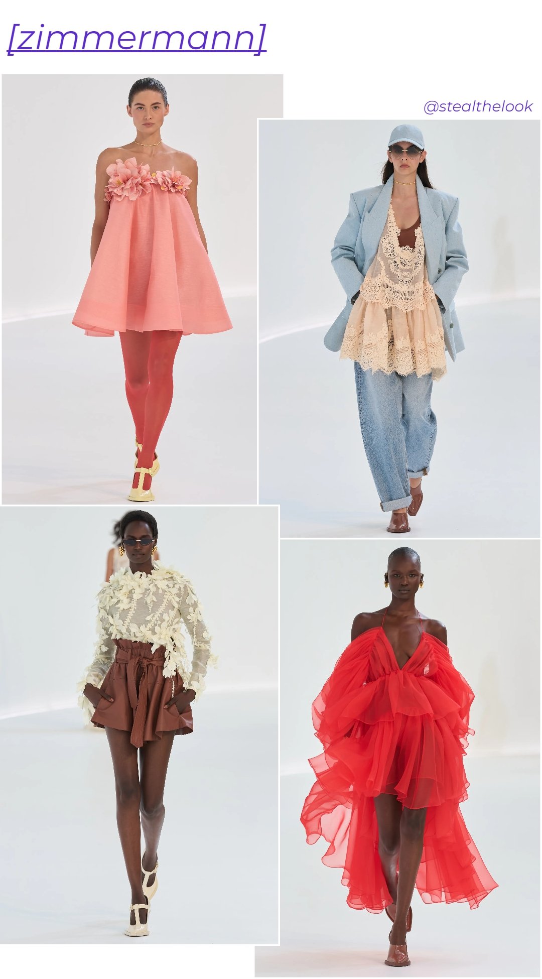 Zimmermann - roupas diversas - tendências de moda - verão - colagem de imagens - https://stealthelook.com.br