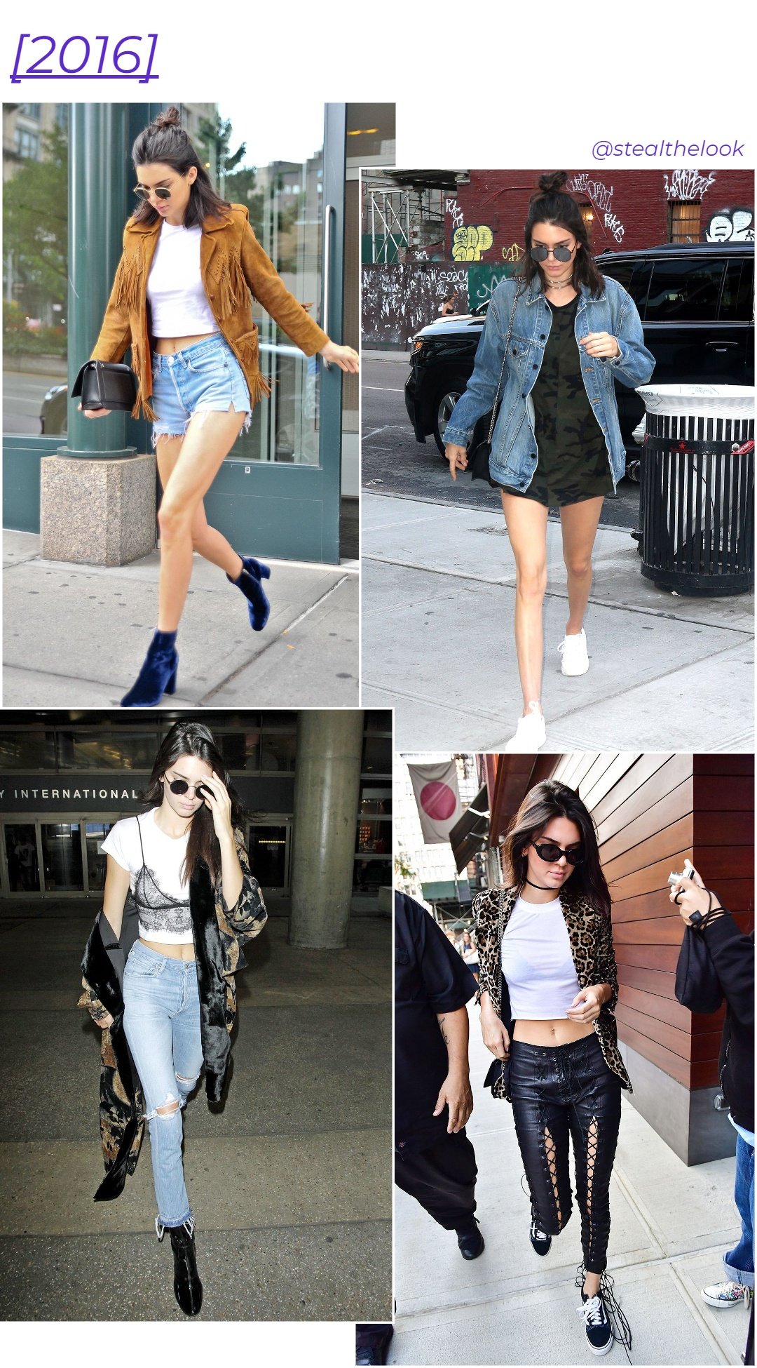 Kendall Jenner - roupas diversas - Kendall Jenner - primavera - colagem com 4 fotos diferentes da modelo andando - https://stealthelook.com.br
