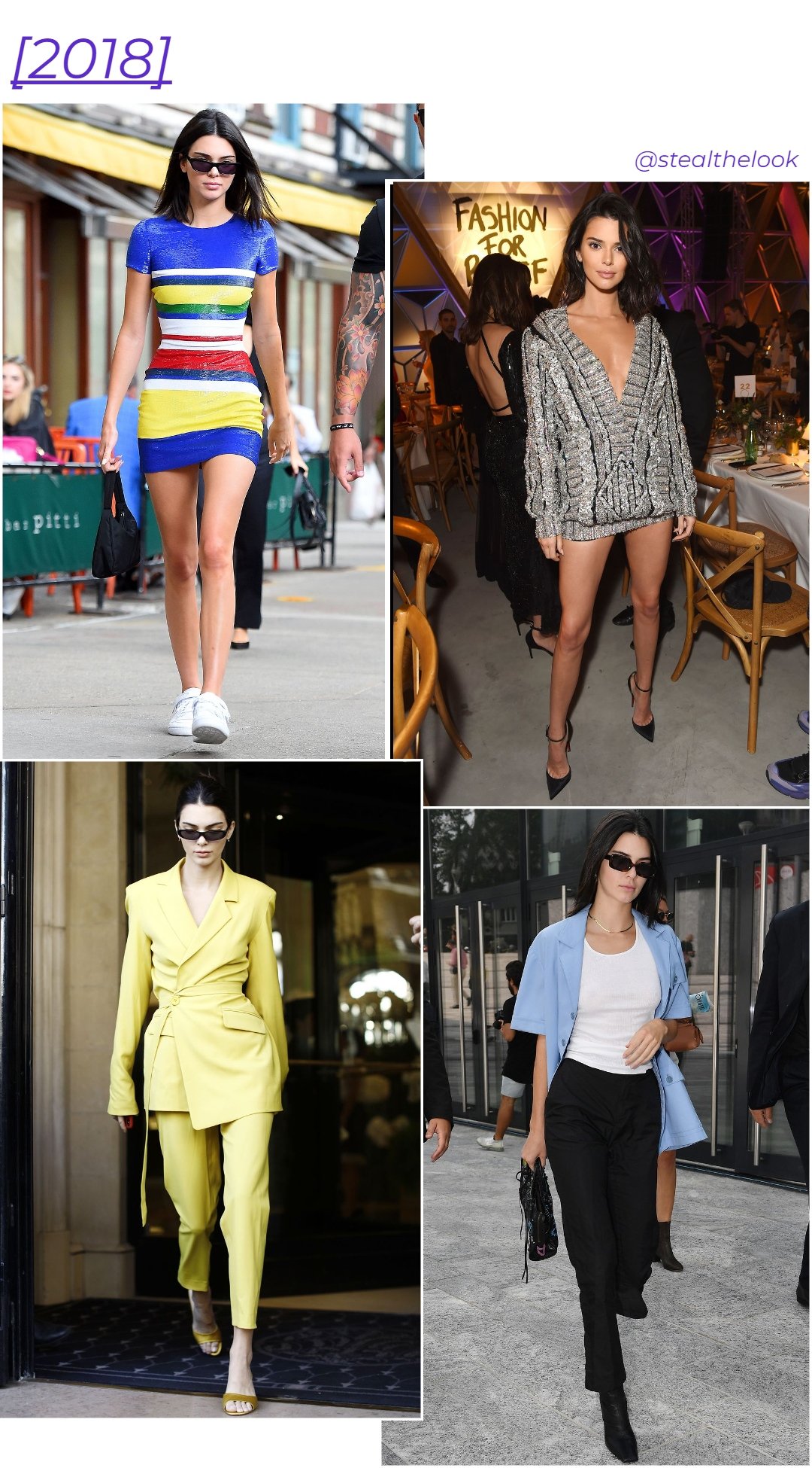 Kendall Jenner - roupas diversas - Kendall Jenner - verão - colagem com 4 fotos diferentes da modelo andando - https://stealthelook.com.br