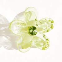 piranha flor transparente com strass verde