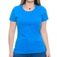 Camiseta Feminina Baby Look Básica Lisa Com Bolso Royal Emporio Alex - Azul