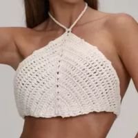 Top de Crochê Feminino Verão Cropped Topinho Triangulo Com Amarração Moda Tendência Blogueira - LN Store
