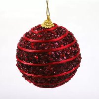 Bola De Natal Decorada Vermelha Luxo