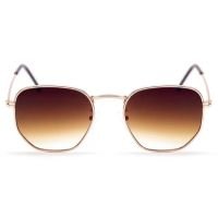 Oculos de Sol Hexagonal Feminino Masculino Casual Metal Moda Praia Proteção 100% - Marrom