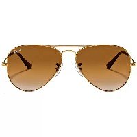 Óculos de Sol Ray-Ban Aviator Degradê Polido Ouro Marrom Claro