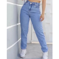 Calça mom feminina jeans claro retrô