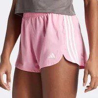 Short Adidas Pacer 3 Listras Feminino - Rosa+Branco