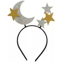 Tiara Carnaval Lua e Estrelas EVA Prata/Dourado Vivarte