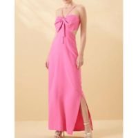 Vestido Longo Collection Marant Detalhe em Laço Smk Rosa Medio - Rosa