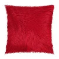 Almofada de Pelo Alto Vermelha Cheia Pelúcia Sintética Decorativa - La Casa
