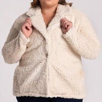 Casaco Feminino Plus Size de Pelo Teddy (Sherpa) - Serena - Off White
