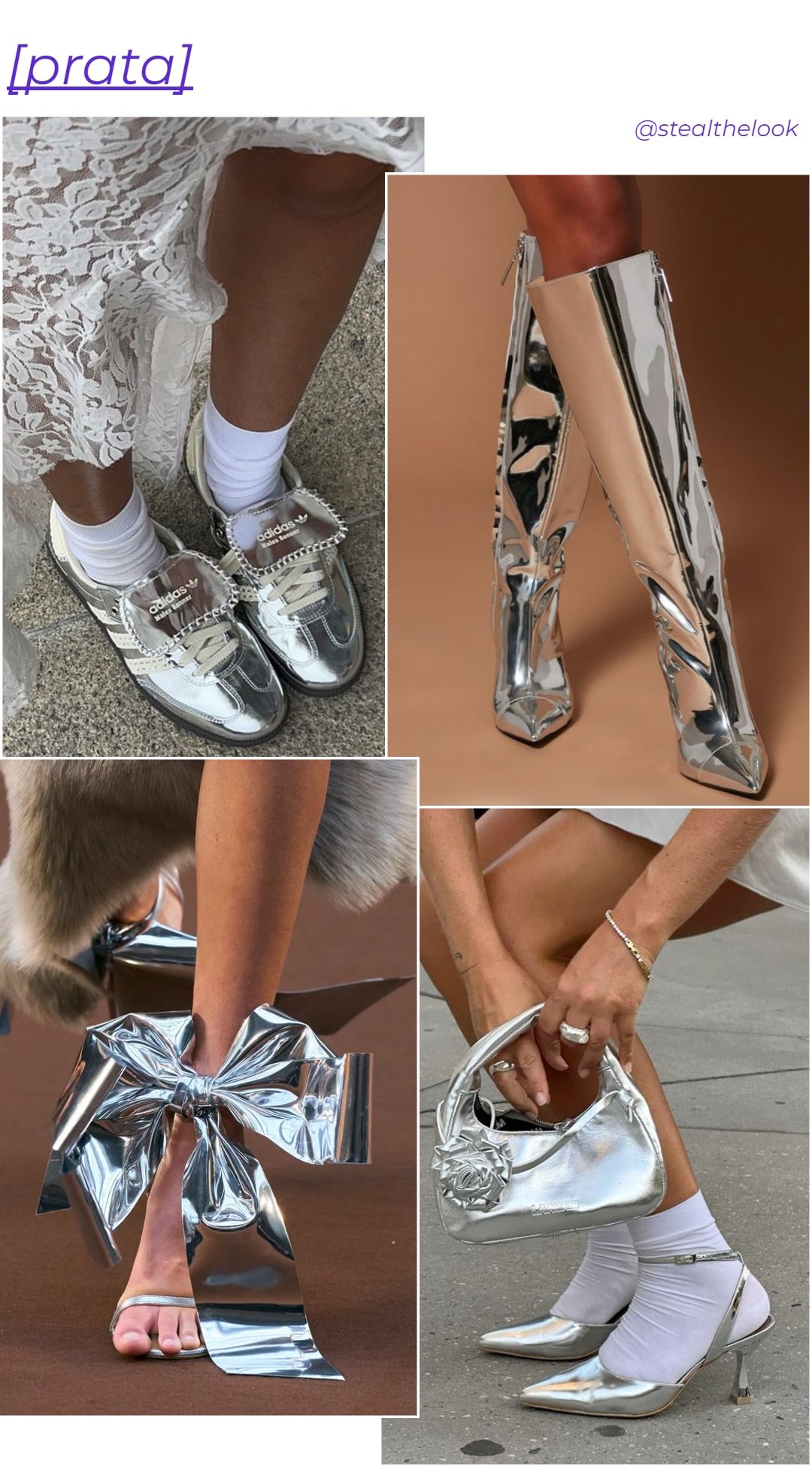 Prata - sapato - cores de sapato - tendência - street style - https://stealthelook.com.br