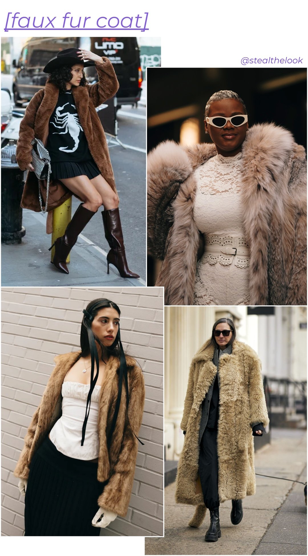 N/A - roupas diversas - street style da NYFW - inverno - colagem de imagens - https://stealthelook.com.br