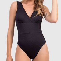 Body / Maiô feminino Saara Preto Texturizado Com Bojo - GG - Preto - Preto