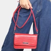 Bolsa Santa Lolla Mini Bag Croco Feminina - Vermelho