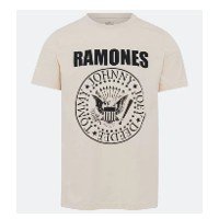 Camiseta Regular Em Meia Malha Com Estampa Logo Ramones Rosa Chá