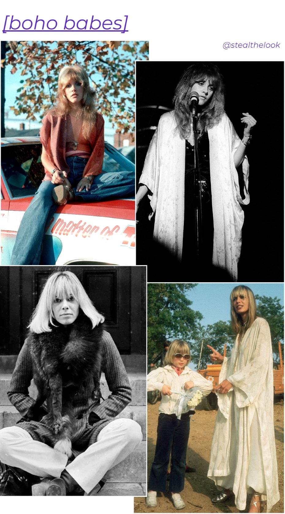 Anita Pallenberg Stevie Nick - hippie - boho chic - woodstock - anos 70 - https://stealthelook.com.br