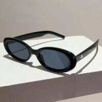 Óculos de Sol Redondo Oval Preto Estilo Kpop Idol Clássico UV400 - SUNGLASS
