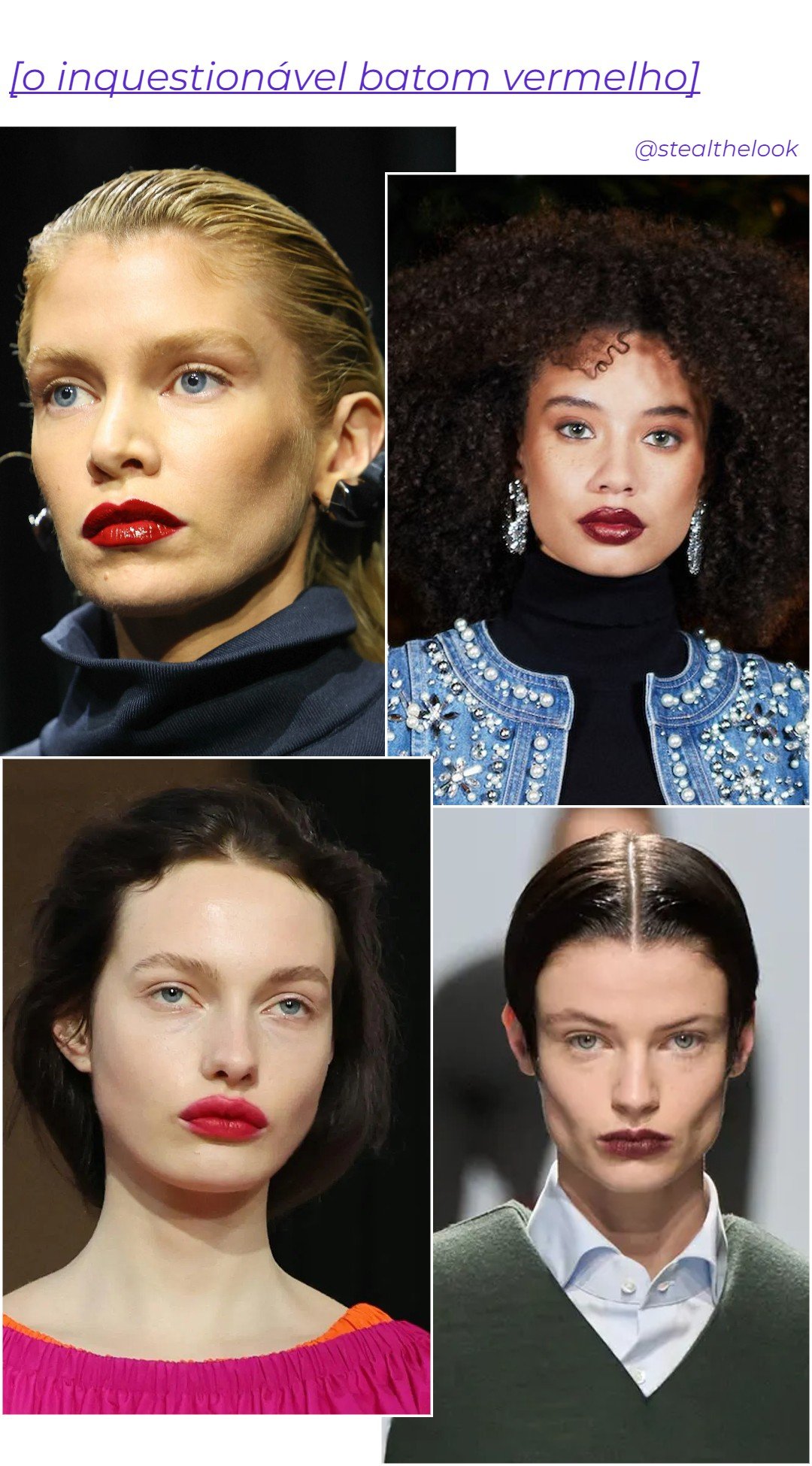 Carolina Herrera, L’Agence, Molly Goddard e Duran Lantink - make-batom-vermelho - tendências de maquiagem - outono - brasil - https://stealthelook.com.br