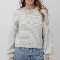 Suéter feminino tricot fios metalizados off-white