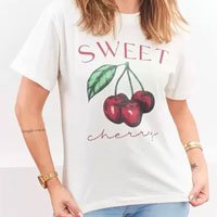 T-shirt sweet cherry cereja manga curta gola rasa feminina fashion - Filó M