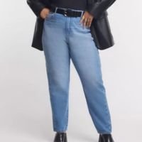 Calça Mom Em Jeans Com Recortes Bordados Curve & Plus Size Azul