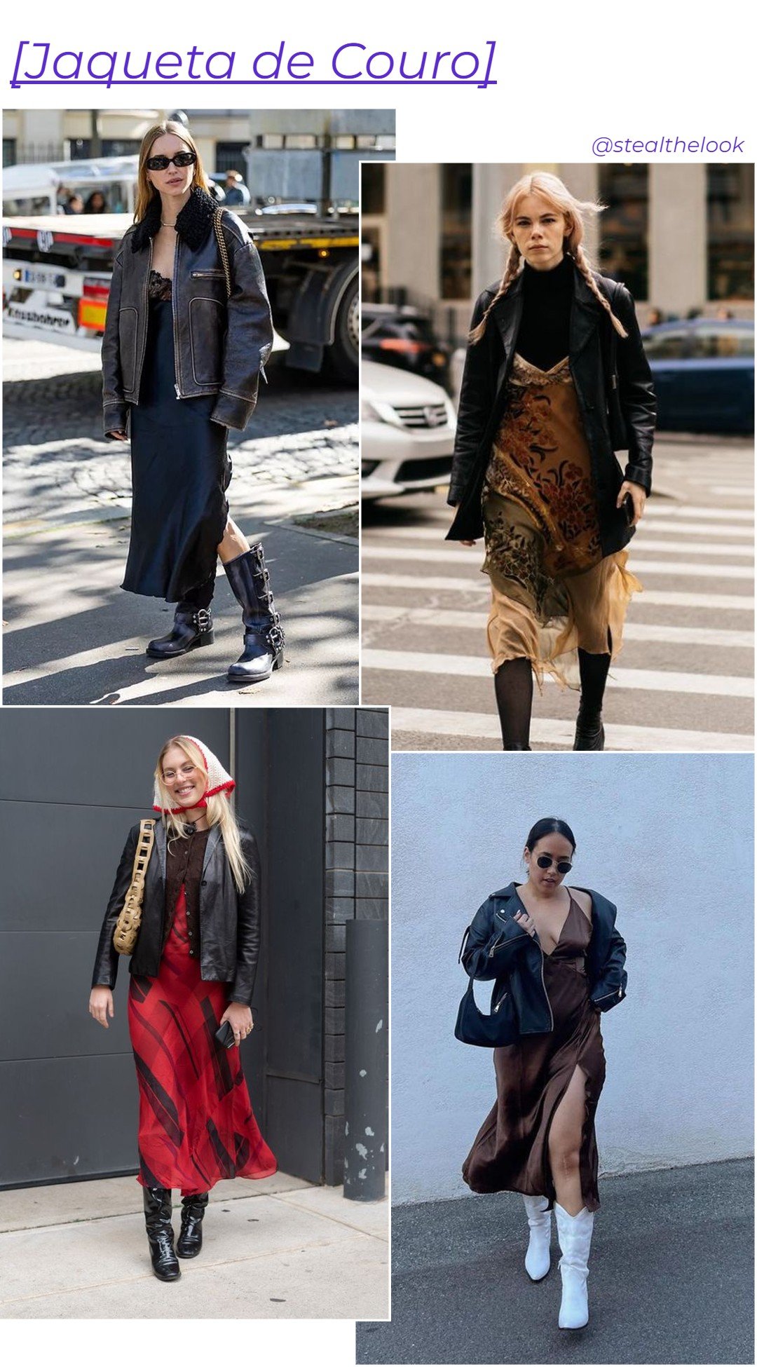 mulher - slip dress jaqueta de couro - slip dress - outono inverno - Brasil - https://stealthelook.com.br