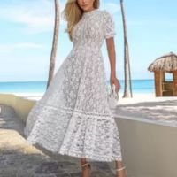 Vestido Midi Sol em Renda - Água de Rosas