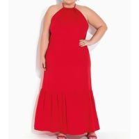 Marguerite - Vestido Vermelho Frente Única Plus Size