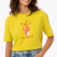 camiseta de algodão o suco é da fruta jéssica paiva amarelo fluor