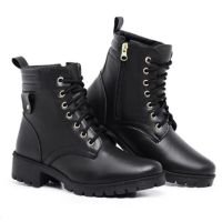 Bota Casual Feminina Coturno Feminino Moderno Cano Curto Zíper Lateral Pret