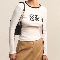 Blusa Em Ribana Com Bordado Número 28 Branco