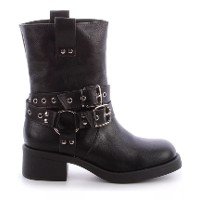 Botas Damannu Biker Feminina Cano Curto Salto Baixo Fivelas