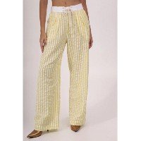 Calça Anarruga Pantalona Pé Na Areia Pequiá - Amarelo