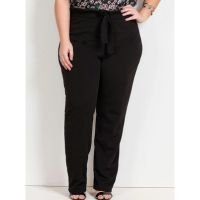 Marguerite - Calça Preta Clochard com Amarração Plus Size