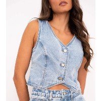 Colete Alcance Jeans Azul Claro - P - Azul