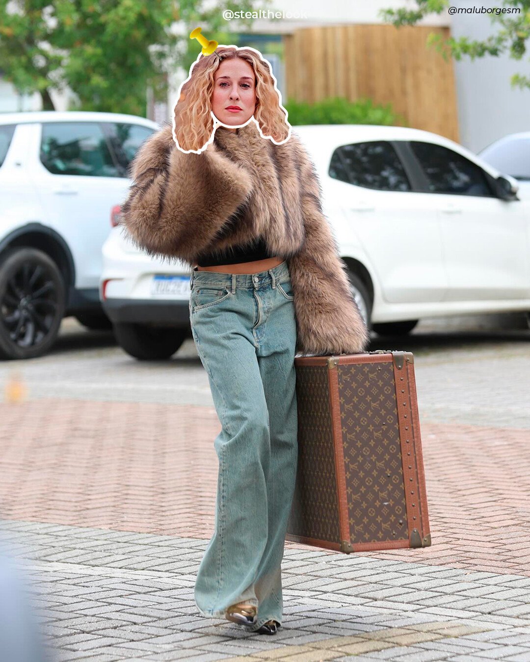 It girl - Carrie Bradshaw, Malu Borges, jaqueta de pelo, calça jeans - Carrie Bradshaw - Outono - Street Style - https://stealthelook.com.br